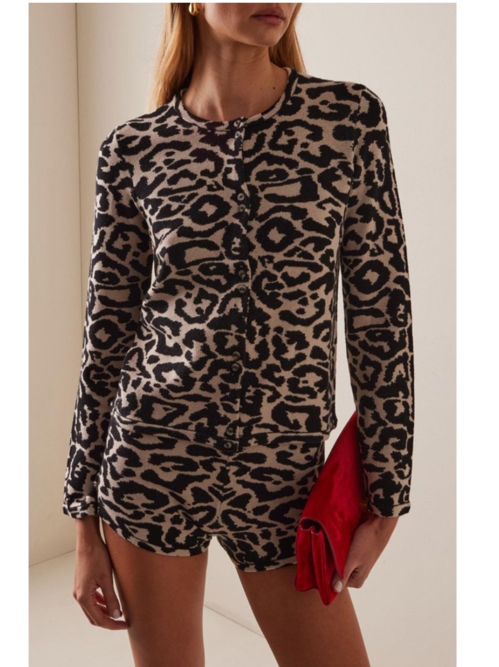 POSSE Sweater Lexi Cardigan in Leopard Black Tan - Picture 2 of 9